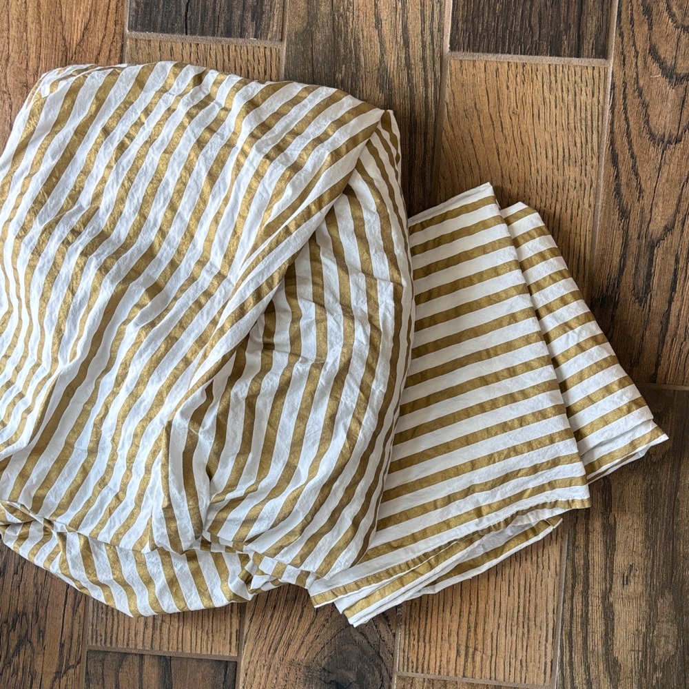 Pottery Barn Teen Gold and White Striped Sheets